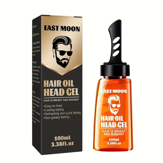 Men's 2-in-1 Oil Head Hair Cream and Wide Tooth Comb for stylish, fluffy hair in 100ml gel form by East Moon.
