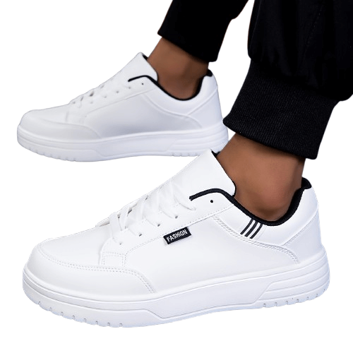 Wave Basse white casual sneakers with round toe and lace-up closure, perfect for autumn sports.