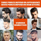 Collage of men's hairstyles showcasing various styling options with quotes on appearance and styling importance.
