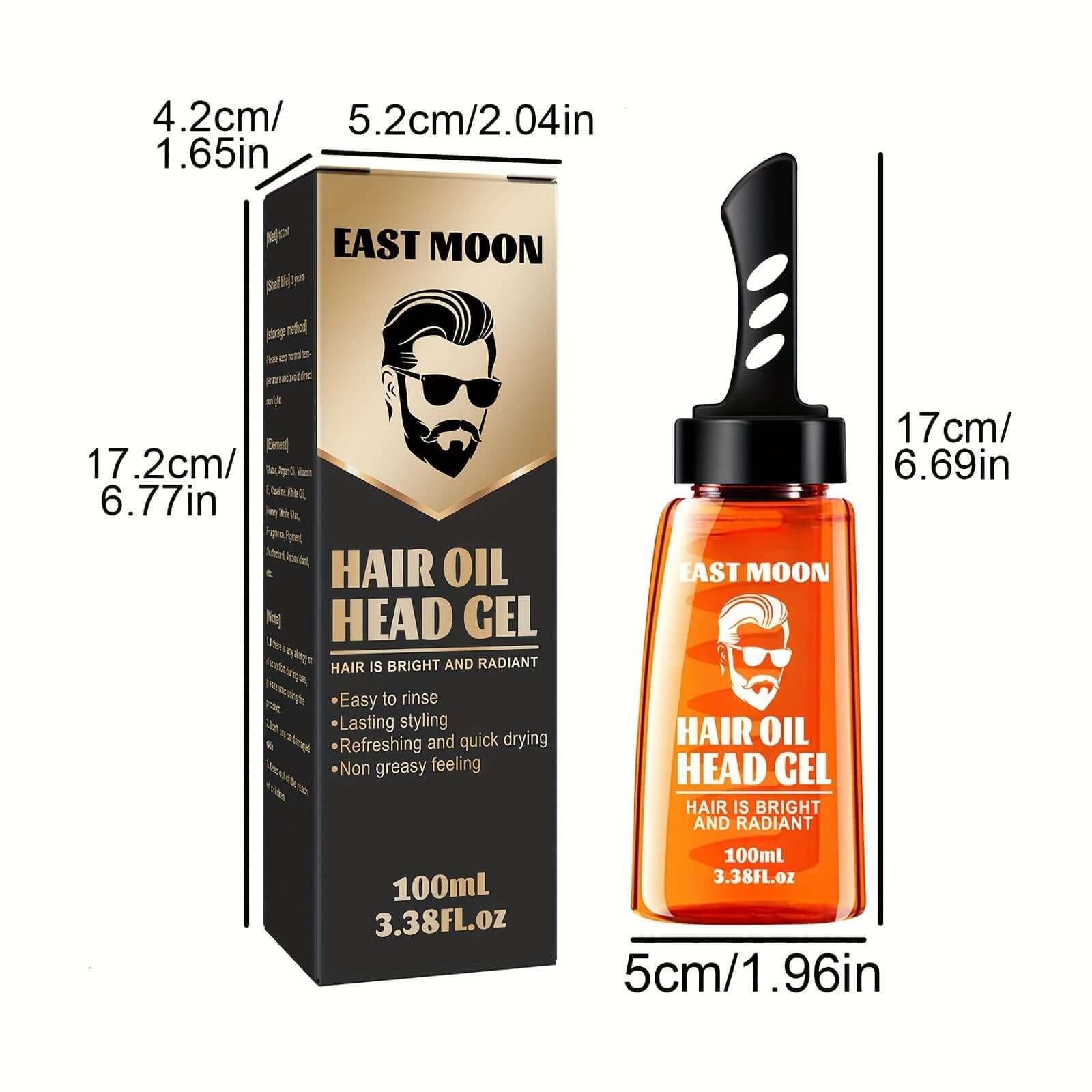 East Moon Men's Hair Oil Head Gel 100ml for bright, radiant styling, easy to rinse, non-greasy formula.